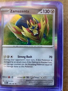 Pokemon Zamazenta Holographic Card - Red Yellow Blue Gold